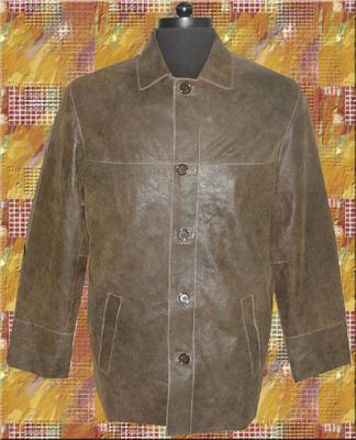 Men's Car Coat (Leather - Goat Crackle Antique Brown)