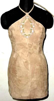 Embroidered Halter Dress (Patch Suede)