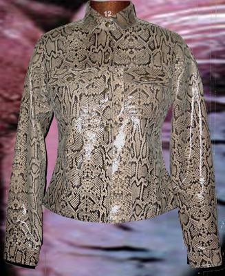 Ladies Fitted Jacket in Python Foil (Leather - Goat Suede)