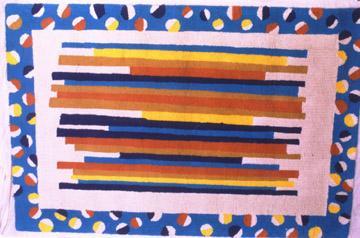Multi colour bar code rug.