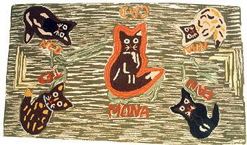 Five cats rug.