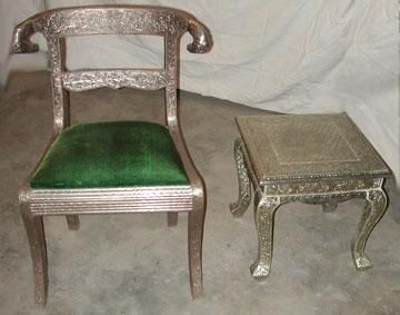 White Metal Chair & White Metal Coffee Table