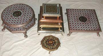 Small Chowkies with Meena Work & White Metal