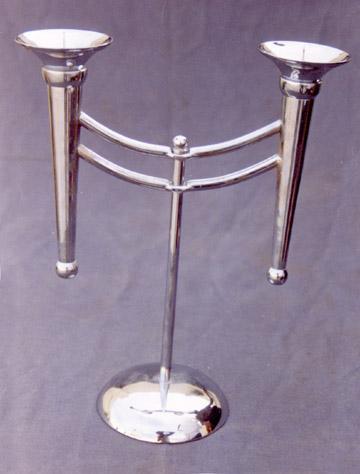 Candle Stand - Metal, 12x8 inches, Silver Finish | Elegant Design, Two Candle Holders, Stable Base