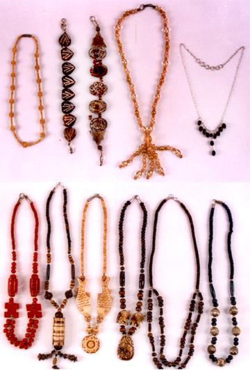 Wooden, Glass beads and Bone, Necklaces