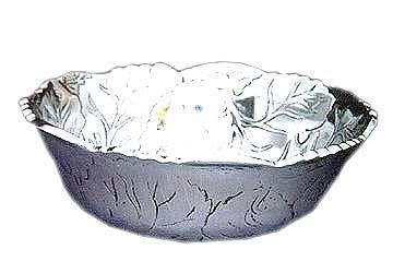 Fruit Bowl - Embossed Aluminum, 8" L, Silver | Elegant Design, Durable, Easy to Clean