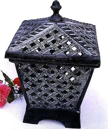 Embossed Box with Cutwork - Aluminum, Grey/Aluminum Finish, Lid Closure, Lattice Cutwork, Elegant Design, Durable Material, Intricate Cutwork, Secure Closure, Premium Packaging