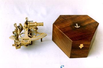 Brass Sextant with Wooden Box.