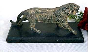 Embossed Leopard on Base - Brass with Chocolate/Black Finish, Marble Base | Elegant Design, Intricate Detail, Collectible Office Decor