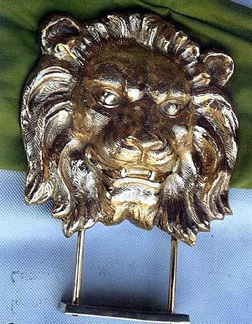 Lion Face Embossed - Brass, Gold Lacquer Finish | Elegant Design, Durable, Unique Style, Collectible Item