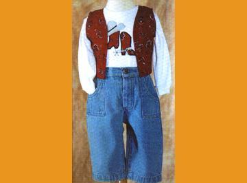 Boys 3pc Set - Cotton Denim, Various Sizes, Blue | Button Zipper Closure, Appliqué Tee, Bandana Vest