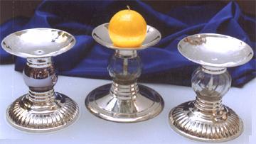 Candle Holders - Brass and Glass, 4.5" Each, Set of Three | Polished Finish, Elegant Design, Secure Fit
