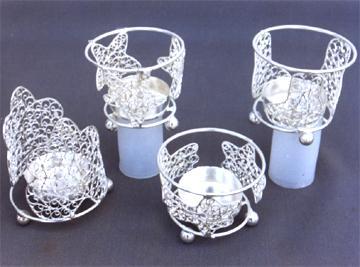 Brass T-Light - Silver Plated Brass, 2.5" Each, Set of 4 | Elegant Ornate Design, Durable, Ambient Lighting