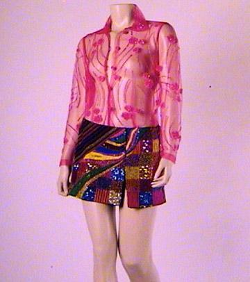 Embroidered Net Top and Short Skirt