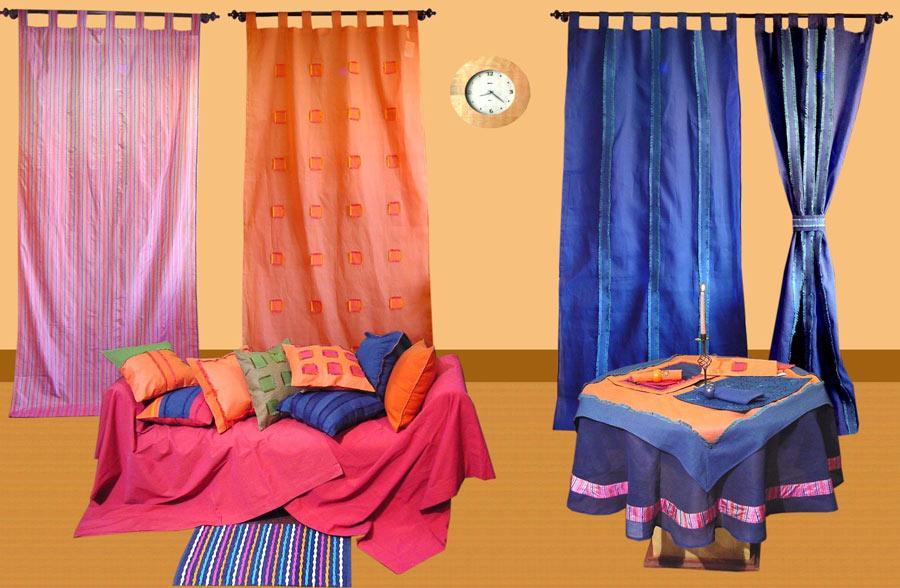 A Co-ordinating range of Curtains Cushion cover & Table linen