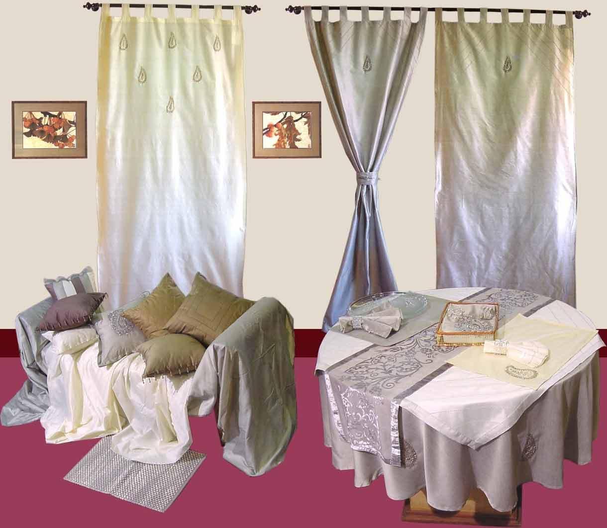 A combination of clam colours in Curtains ,Cushioncover, Tablelinen...