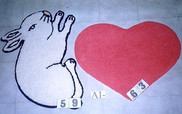 Rabbit Shaped and Heart Shaped Reversible Bath Rug.