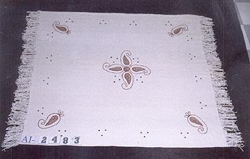 Rayon/Cotton Natural Chenille Throw with Embroidery.