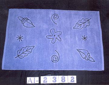 Solid Chenille Pitloom Rug with Leaf Sheer Spiral Design Embroidery.