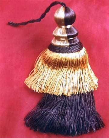 Double Frill Tassel - 10" Polyester, Multi Color Black | Cord Fastener, Two Frills, Elegant Durable Design