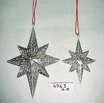 Hanging Star - Metal, 9.5x6.5x2.5 & 6.5x4.5x1.5 Inches, Antique Silver | Elegant Design, Intricate Detailing, Versatile Decor