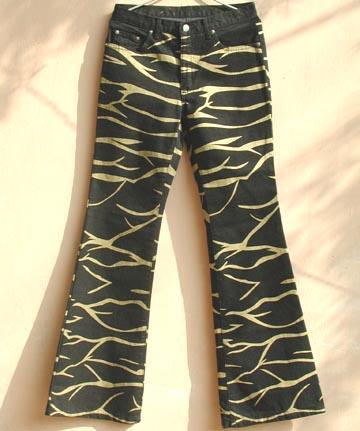 Black denim painted jeans