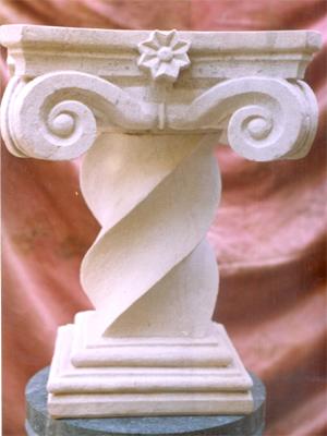 Pillar - Stone 12x6 inches Off-White | Elegant Spiral Design Intricate Carving Durable