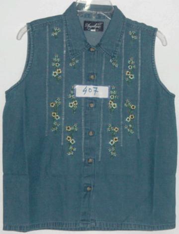 Ladies Denim Sleeveless Shirt