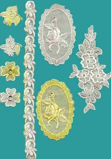 Bridal Embroidery Work - Fabric, Variable Size, White | Intricate Detail, Elegant Floral Design, Lightweight