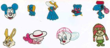 Embroidery Work with Children's Cartoons - Cotton Thread, 2-3 cm, Blue | Cute Designs, Durable, Versatile, Fine Embroidery, 12 Pieces