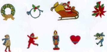 Embroidered Christmas Patterns - Cotton Thread, 10+ Designs, Red | Seasonal, Detailed, Machine Washable