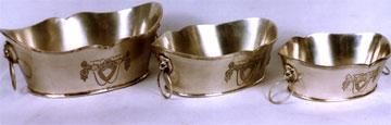 Oval Basket (3 Pieces) - Brass, Antique Pewter Finish, 28x21x12cm/25x18x9cm/20x17x7cm, Elegant Durable Multi-Size Oval Set