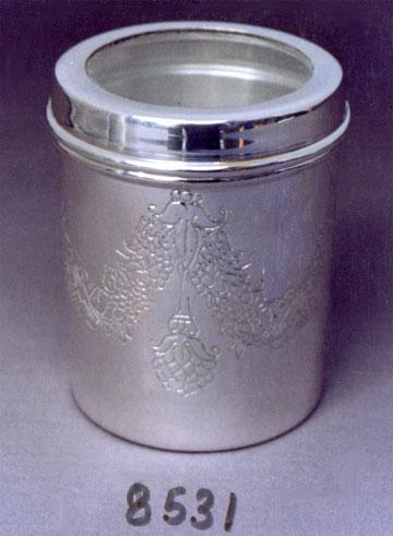 Silver Plated Box with Round Glass Lid - Silver Plated 7-9 cm Diameter 8-10 cm Height | Elegant Design Secure Closure Etched Finish