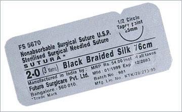 Suture Non Absorbable Sutures (Black Braided Silk)