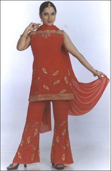 Karishma Short Top - Synthetic Lazor, Red | Handwork, Elegant Design, Soft Fabric, Comfortable Fit, Stylish Look