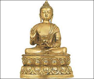 SITTING BUDH - Brass, 16.5" Height, 6.00 kg, Handcrafted Gold Finish, Intricate Traditional Design