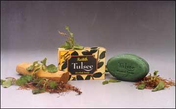 Tulsee Herbal Soap - Coconut Oil Blend 8x5x3cm Green | Skin Cleansing Infection Arrest Body Odour Removal Dandruff Control Herbal Ingredients Animal Fat Free