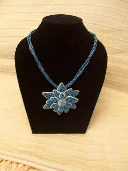 Necklace - Beaded, 18 Inches, Blue, 2x2 Inches Pendant | Lobster Clasp, Elegant Design, Versatile Style