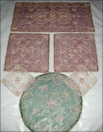 Tissue, Table Cloths with Naqshi Embroidery Tissue, Table Cloths with Naqshi Embroidery