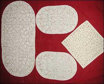 Tissues, Table covers with Salma Work Embroidery Tissues, Table covers with Salma Work Embroidery