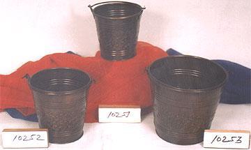 Buckets - Brass, Variable Size, Brown Patina Finish | Handcrafted, Durable, Rustic, Decorative, Versatile