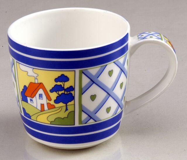 Mug - Fine Bone China, 3.5" x 3", Blue, 10 oz, Hut Scene | Elegant Design, Durable, Collectible