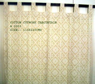 Cotton Cutwork Tab Curtain - Cotton, 110x220 cms, Beige | Elegant Design, Durable, Easy Hanging, Versatile Privacy
