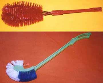 Toilet Brush - Plastic Brush Head 10x15cm, Wooden Handle 40cm, Red | Double Sided, Long Handle, Deep Cleaning, Customizable