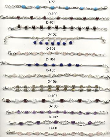 Silver bracelets studded with semi precious stones & synthetic stones