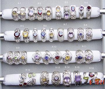 Silver Rings studded with semi precious stones