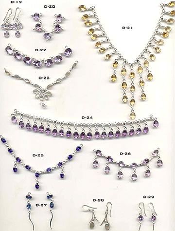 Silver jewellery studded with semi precious stones, CZ & synthetic stones
