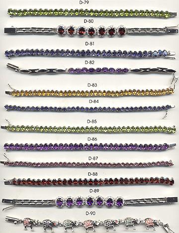 Silver bracelet studded with semi precious & CZ stones