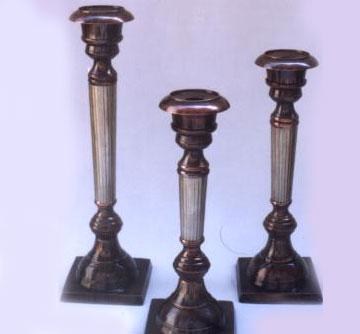 Candle Holders - Metal, Standard Size, Brown | Elegant Design, Durable, Set of 3, Varying Heights