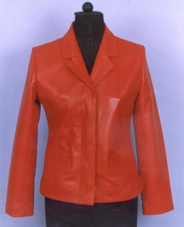 Leather Jacket - Genuine Leather, S-XXL, Orange | Button Closure, Durable, Classic Style, Comfortable Fit, Polyester Lining